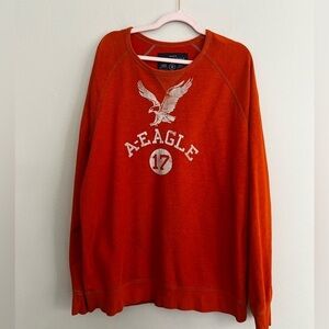 American Eagle Graphic Crewneck Sweatshirt Womens Size XXL Orange Distressed